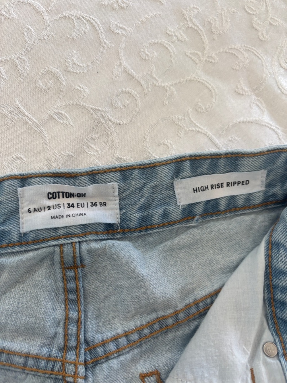 Cotton On Light Blue Distressed High-Rise Denim Shorts - Picture 3 of 3